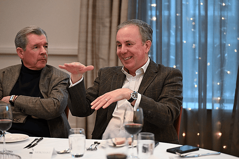 Norman McNellis, Commercial Director, Innovative Workplace Solutions and David Horton, MD of Sales grenke discussing the benefits and challenges of leasing for SMEs at grenke's third round table discussion.